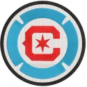 Chicago Fire Football Club logo embroidered design featuring vibrant colors and intricate details on fabric.