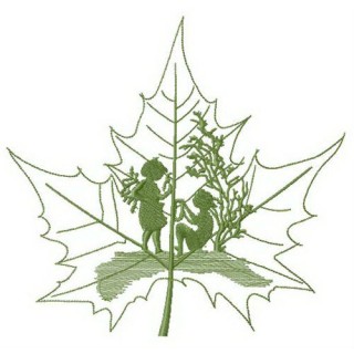 Fairy tale told by maple leaf embroidery design - Embroidery Design