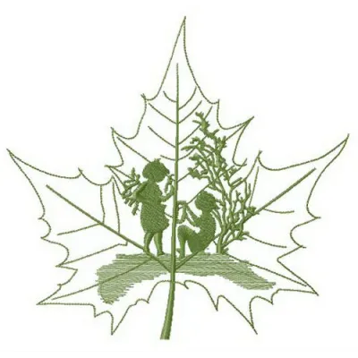 Maple Leaf Fairy Tale Embroidery Design | Fall Stitching