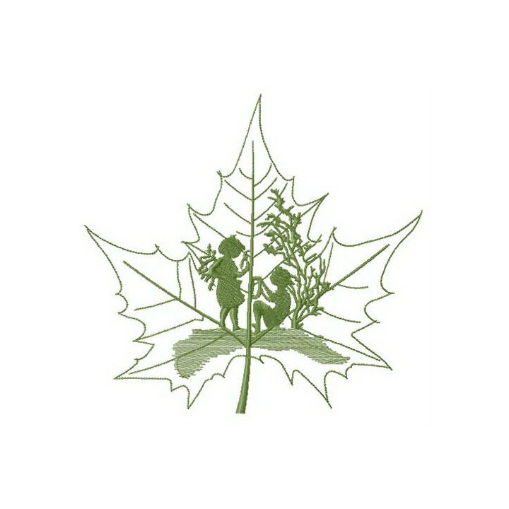 Fairy tale told by maple leaf embroidery design - Embroidery Design