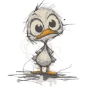 Brave Duckling sketch embroidery design featuring a cute, whimsical duckling in a playful pose on a soft background.
