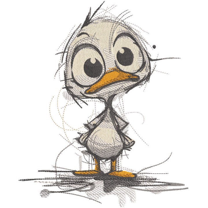 Brave Duckling sketch embroidery design - Embroidery Design