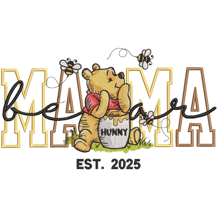 Winnie Pooh mama bear embroidery design - Embroidery Design