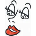 Women's cartoon face embroidery design - Embroidery Design