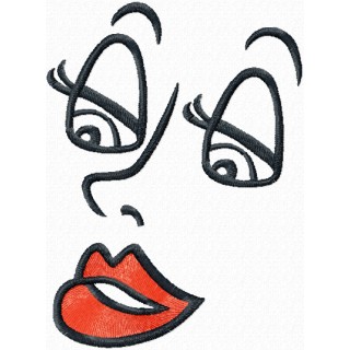 Women's cartoon face embroidery design - Embroidery Design