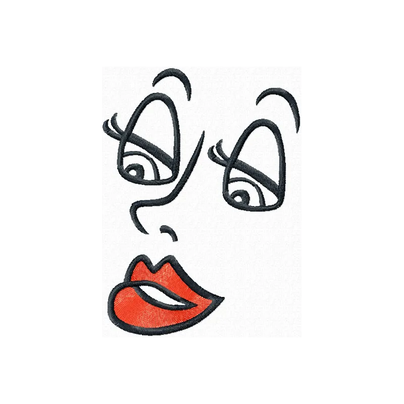 Women's cartoon face embroidery design - Embroidery Design
