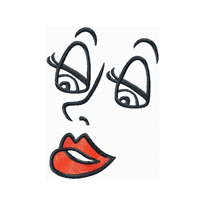 Women's cartoon face embroidery design - Embroidery Design