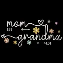 Embroidery design featuring the words 'Mom Grandma' in elegant script, showcasing a heartfelt quote.
