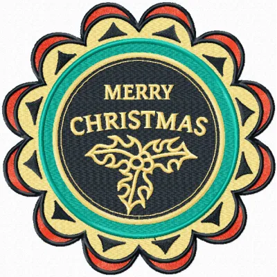 Festive Round Label Christmas Embroidery Pattern