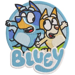 Badge Bluey and Bingo embroidery design - Embroidery Design