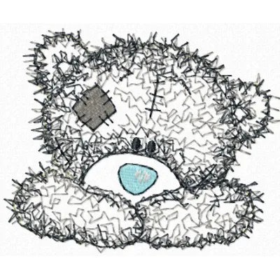 Happy Teddy Bear Applique Design - Instant Download