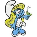 Smurf Girl with Caterpillar embroidery design - Embroidery Design