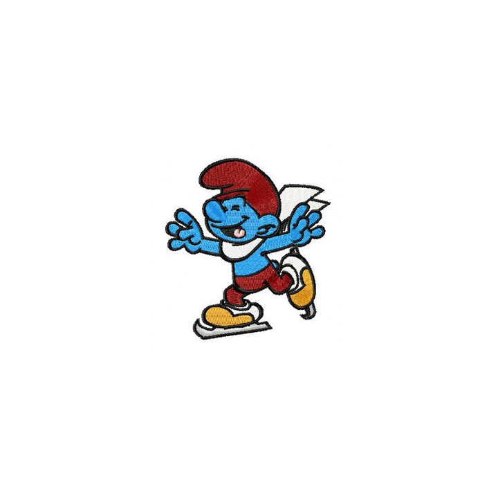 Smurf Skating  embroidery design - Embroidery Design
