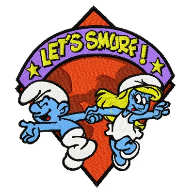 Lets Smurf!  embroidery design - Embroidery Design