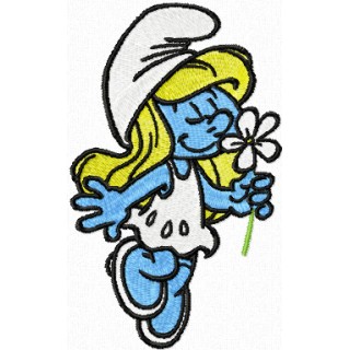 Smurf Girl with Flower  embroidery design - Embroidery Design