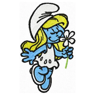 Smurf Girl with Flower  embroidery design - Embroidery Design