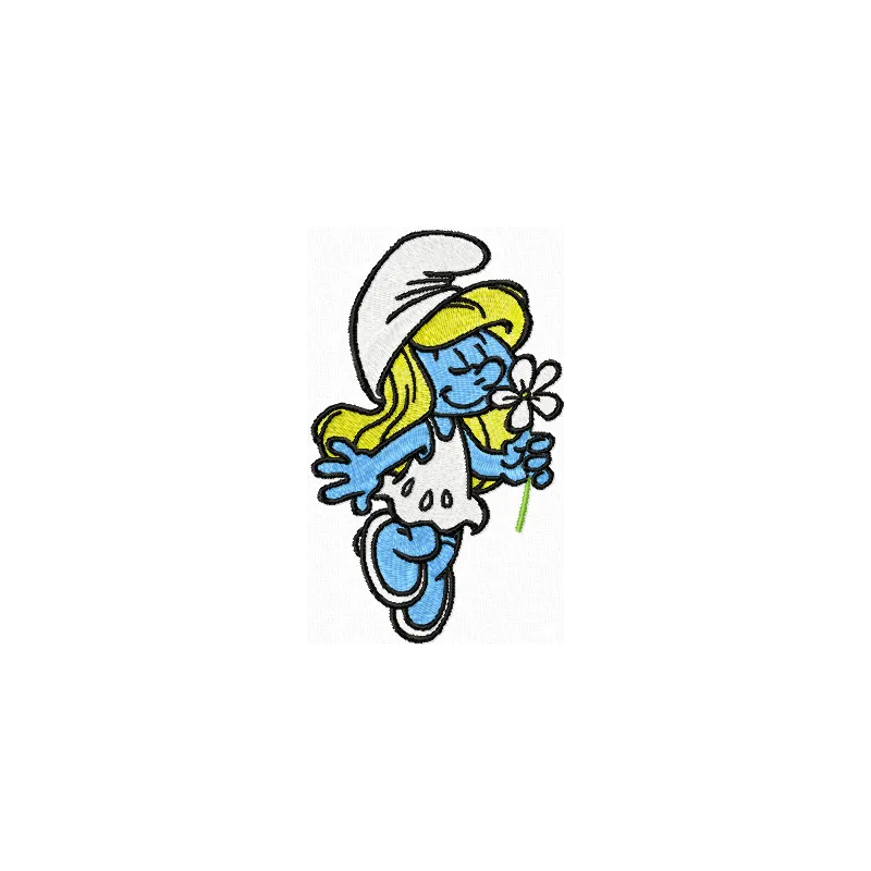 Smurf Girl with Flower  embroidery design - Embroidery Design