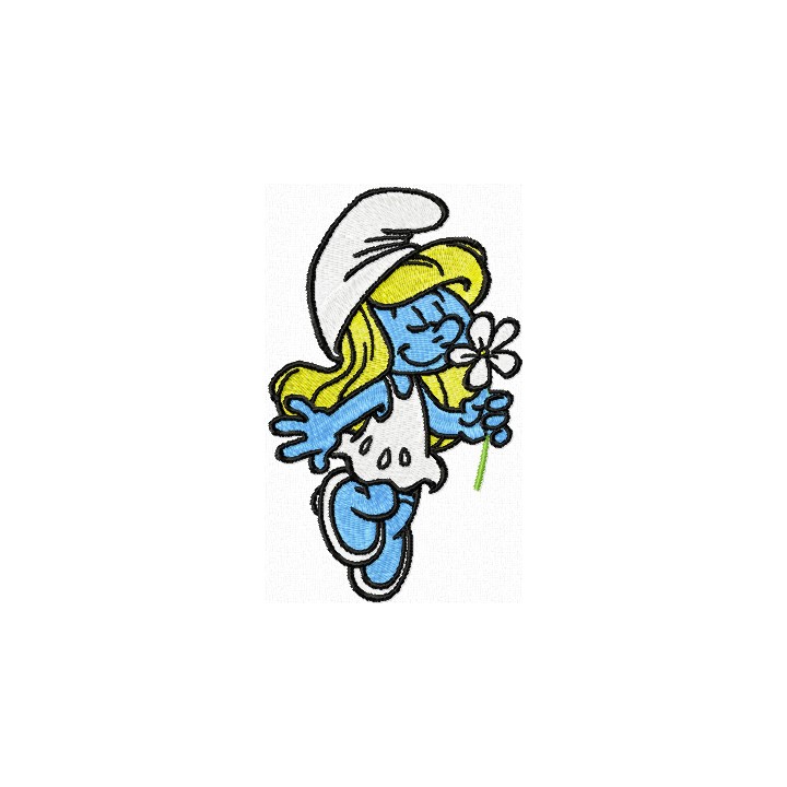 Smurf Girl with Flower  embroidery design - Embroidery Design