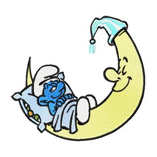 Smurf Sleeping on the Moon embroidery design - Embroidery Design
