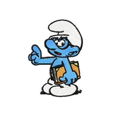 Clever Smurf with Book embroidery design - Embroidery Design