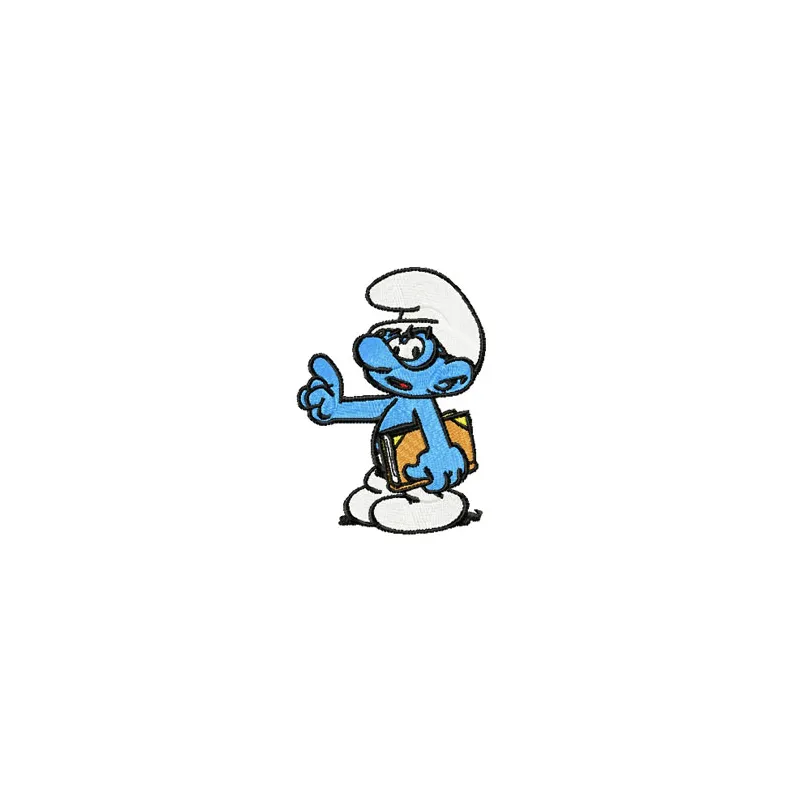 Clever Smurf with Book embroidery design - Embroidery Design