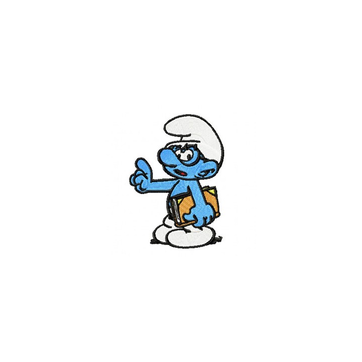 Clever Smurf with Book embroidery design - Embroidery Design