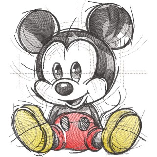Mickey baby is ready to play embroidery design - Embroidery Design