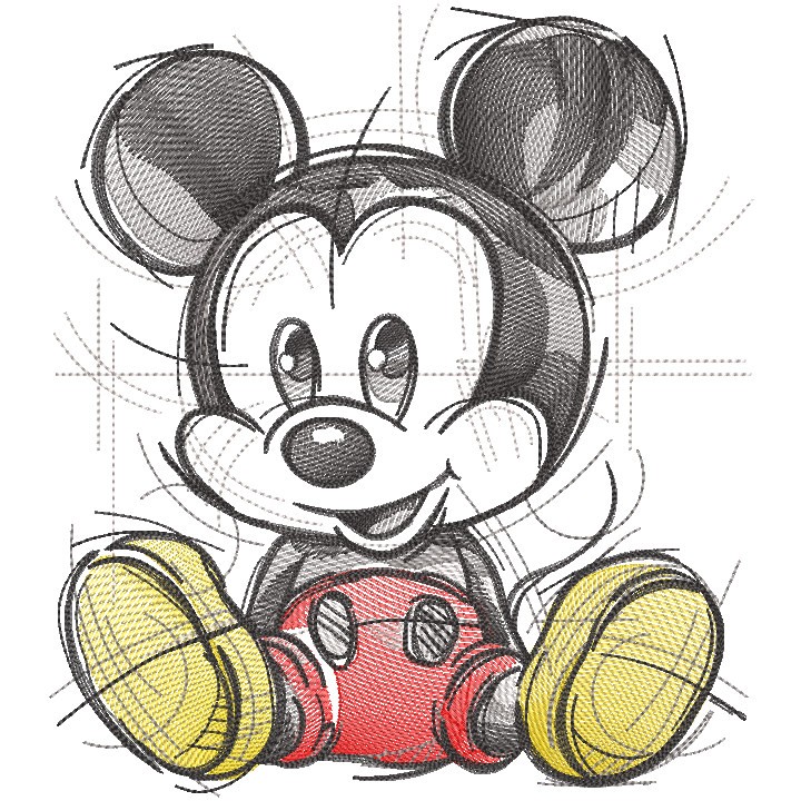 Mickey baby is ready to play embroidery design - Embroidery Design