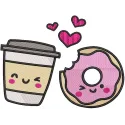Embroidery design featuring a glass of coffee and a donut, showcasing intricate stitching details.