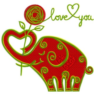 Valentine's Day Funny Elephant embroidery design - Embroidery Design