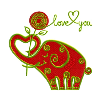 Valentine's Day Funny Elephant embroidery design - Embroidery Design
