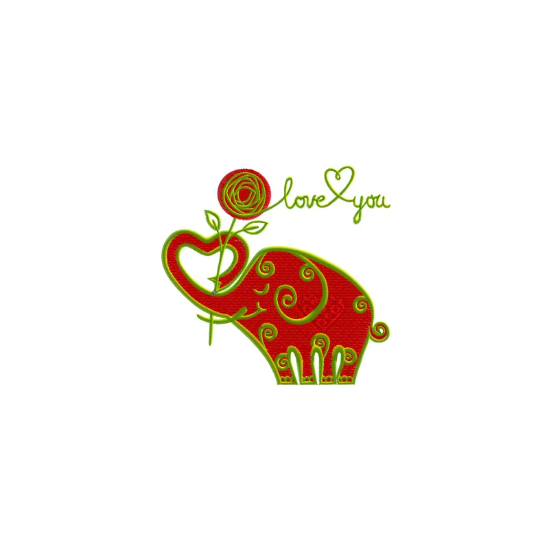 Valentine's Day Funny Elephant embroidery design - Embroidery Design