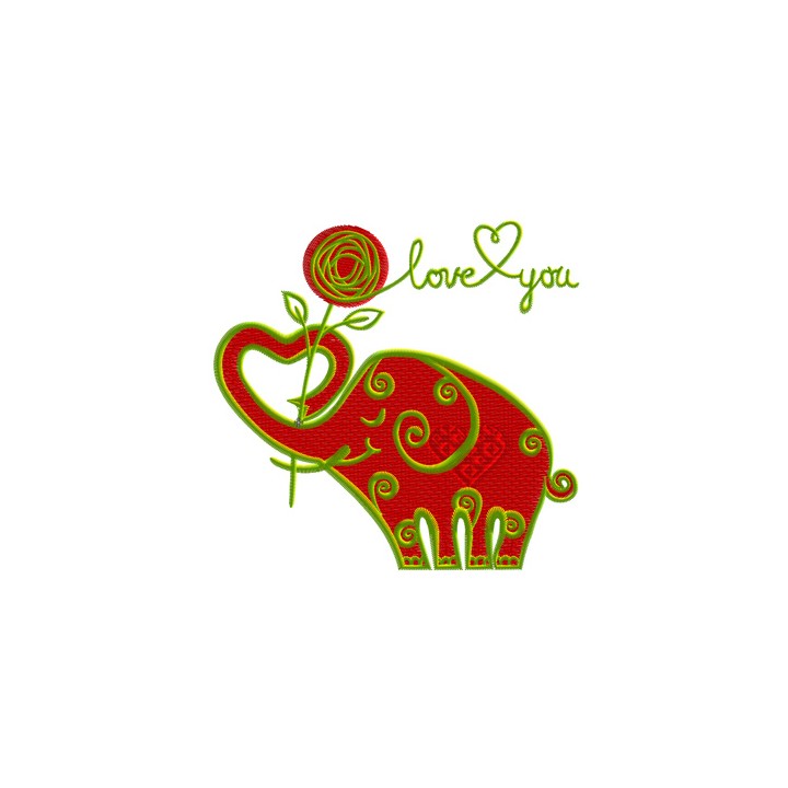 Valentine's Day Funny Elephant embroidery design - Embroidery Design