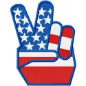 Victory Hand Gesture Patriotic Stitching Pattern