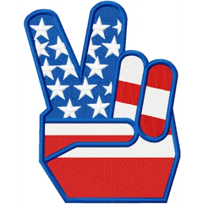 Victory Hand Gesture Patriotic Stitching Pattern