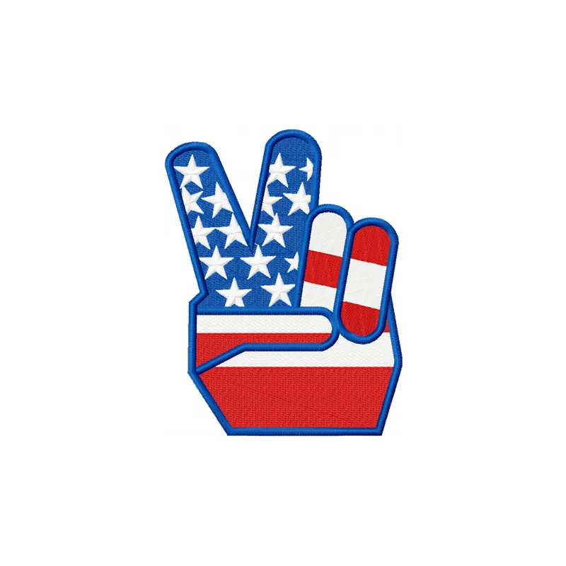 Victory Hand Gesture Patriotic Stitching Pattern