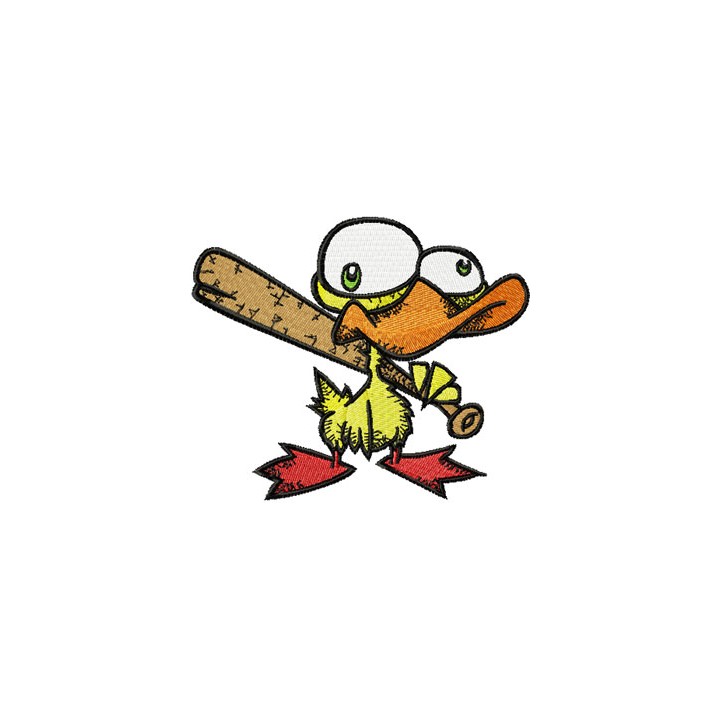 Nervous Duck with a Baseball Bat embroidery design - Embroidery Design