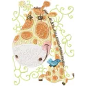 Charming Giraffe with Small Bird Embroidery Design