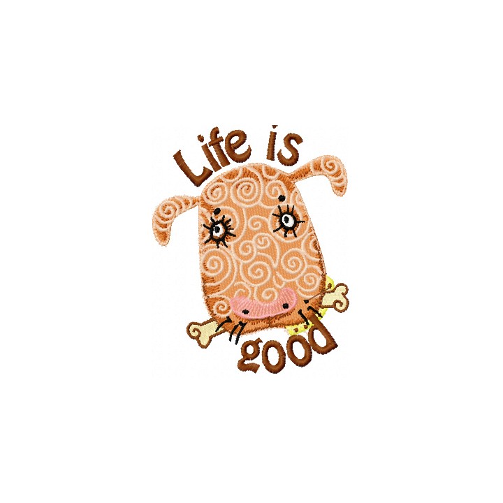 Dog - Life is Good embroidery design - Embroidery Design