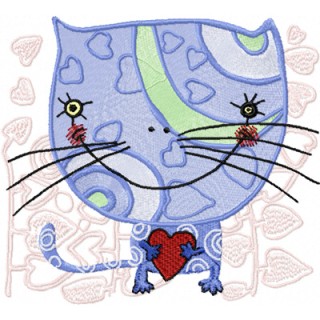 Loving Cat embroidery design - Embroidery Design