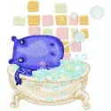 Charming Hippo in the Bathtub Embroidery Design
