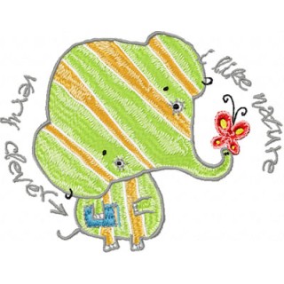 Clever Elephant embroidery design - Embroidery Design