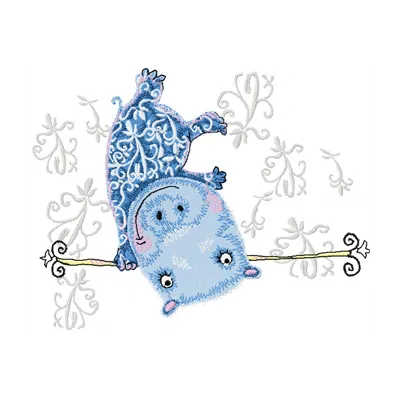 Whimsical Hippo's Funny Time Embroidery Design