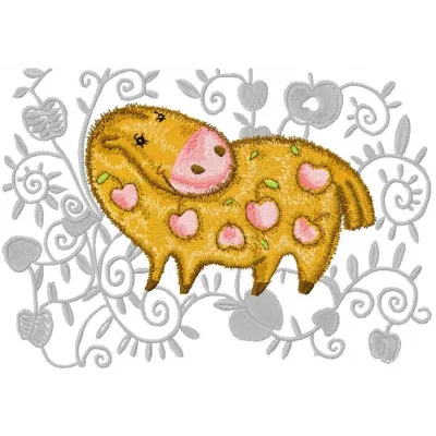 Charming Apple Horse Embroidery Design