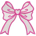 Romantic Pink bow embroidery design featuring intricate patterns, perfect for FSL and decoration projects.