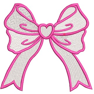 Romantic Pink bow embroidery design - Embroidery Design