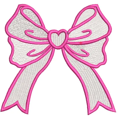 Romantic Pink bow embroidery design featuring intricate patterns, perfect for FSL and decoration projects.