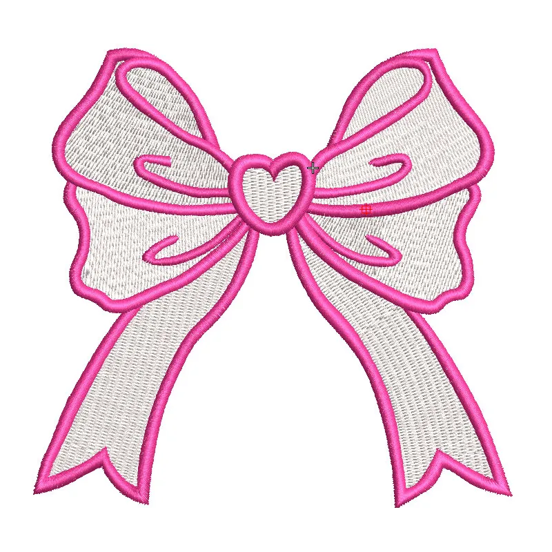 Romantic Pink bow embroidery design featuring intricate patterns, perfect for FSL and decoration projects.