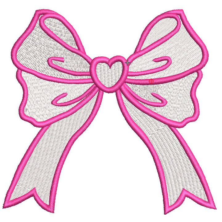 Romantic Pink bow embroidery design - Embroidery Design