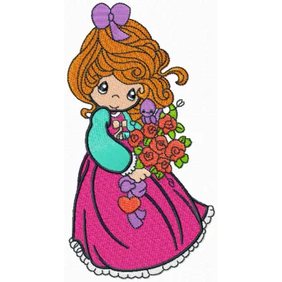 Sweet Girl with Roses Stitching Pattern - Download